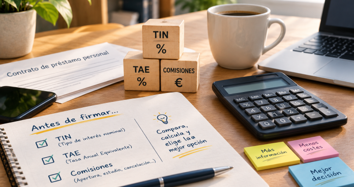 Préstamo personal: cómo comparar TIN, TAE y comisiones antes de firmar